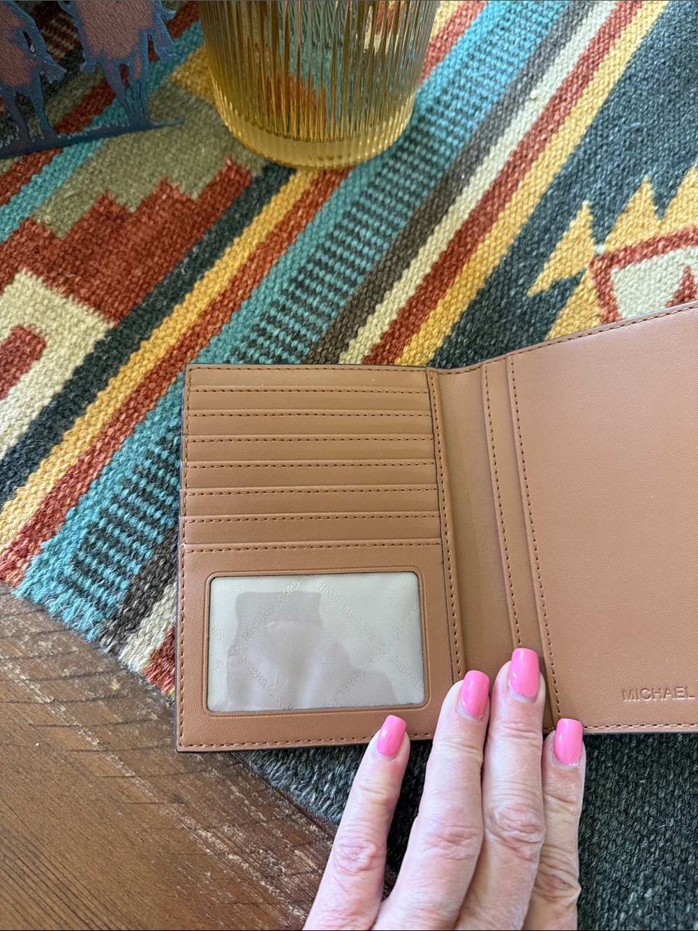 Michael Kors Brown Signature MK Passport Cover with Gold Logo - Picture 5 of 5